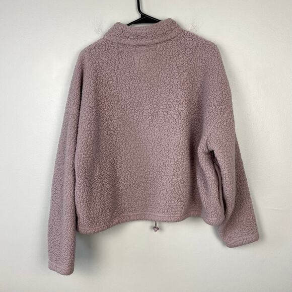 American Eagle Sherpa Fleece Pullover 1/2 Zip Lilac Purple Mock Neck Size Large - Picture 4 of 11